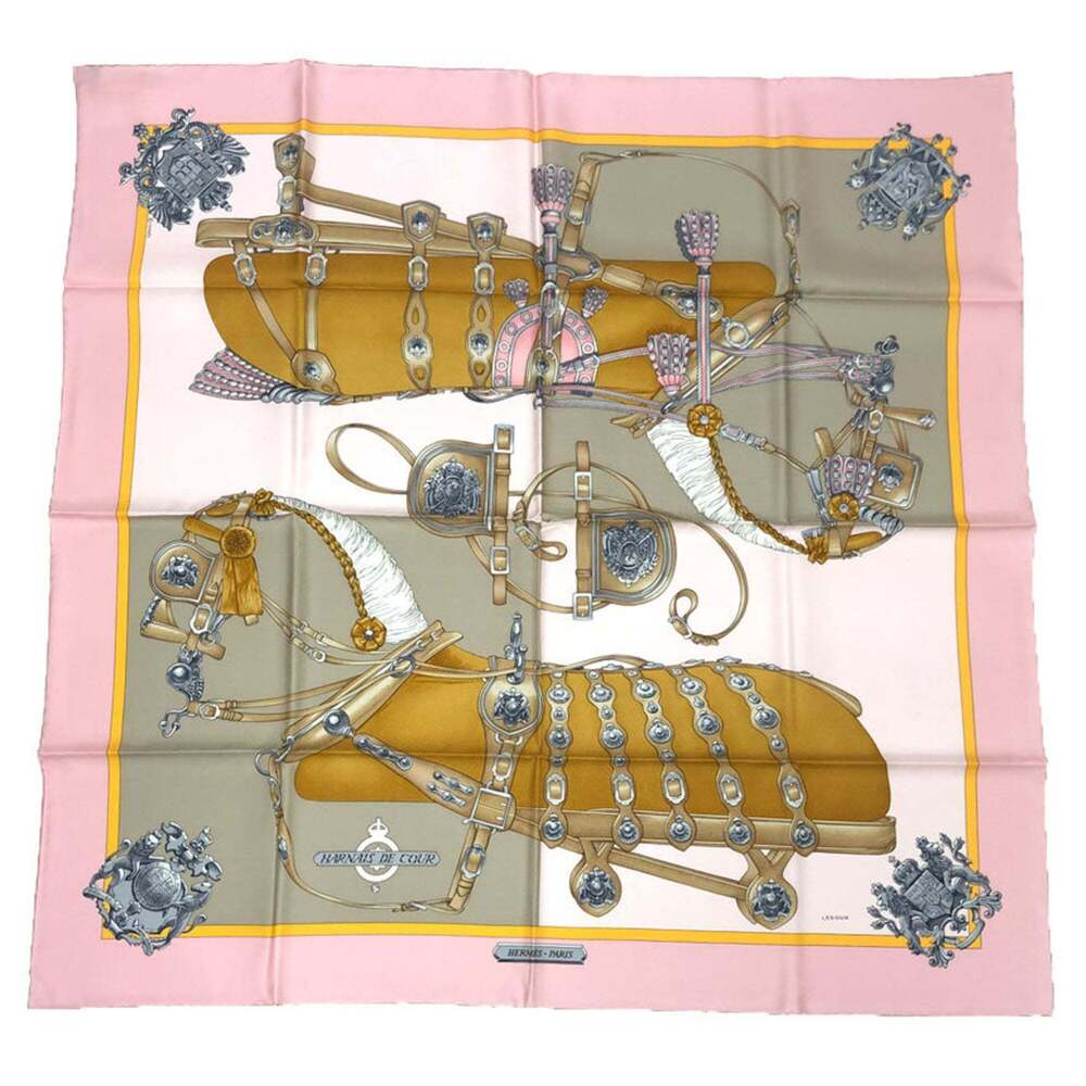HERMES Cream Silk Scarf